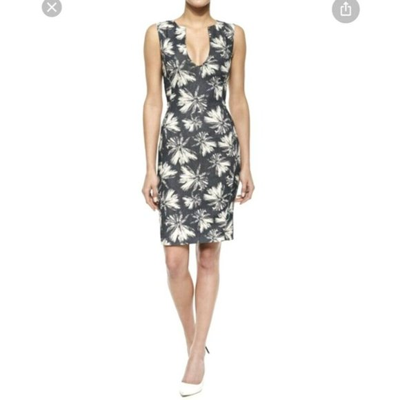 L. Agence Dresses & Skirts - LAgence Sleeveless Blue White Linen Palm Tree Print Shift Dress Sz 4